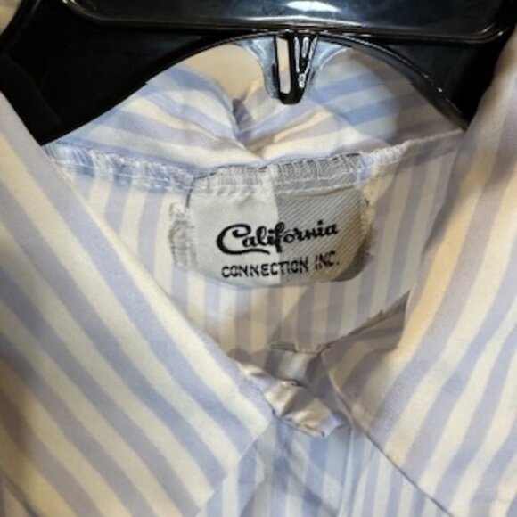 Vintage California Connection Blue & White Striped Button-Up Blouse – Women’s - Picture 3 of 4